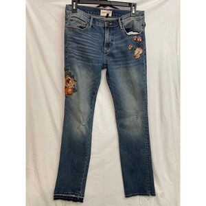 Driftwood Jeans Womens 28x31 (28×31) Blue Audrey Embroidered Distressed Boho